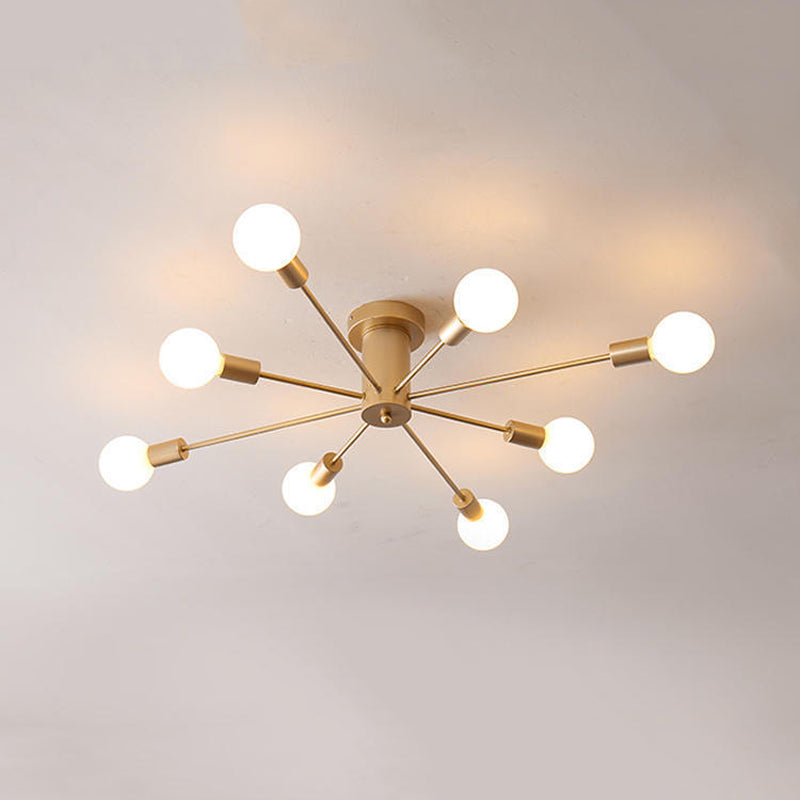 Minimalism Sputnik Flush Mount Metal Semi Flush Mount Light for Living Room