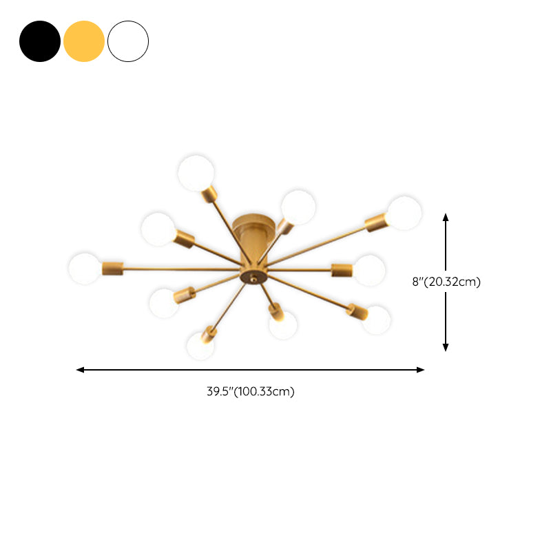 Minimalism Sputnik Flush Mount Metal Semi Flush Mount Light for Living Room