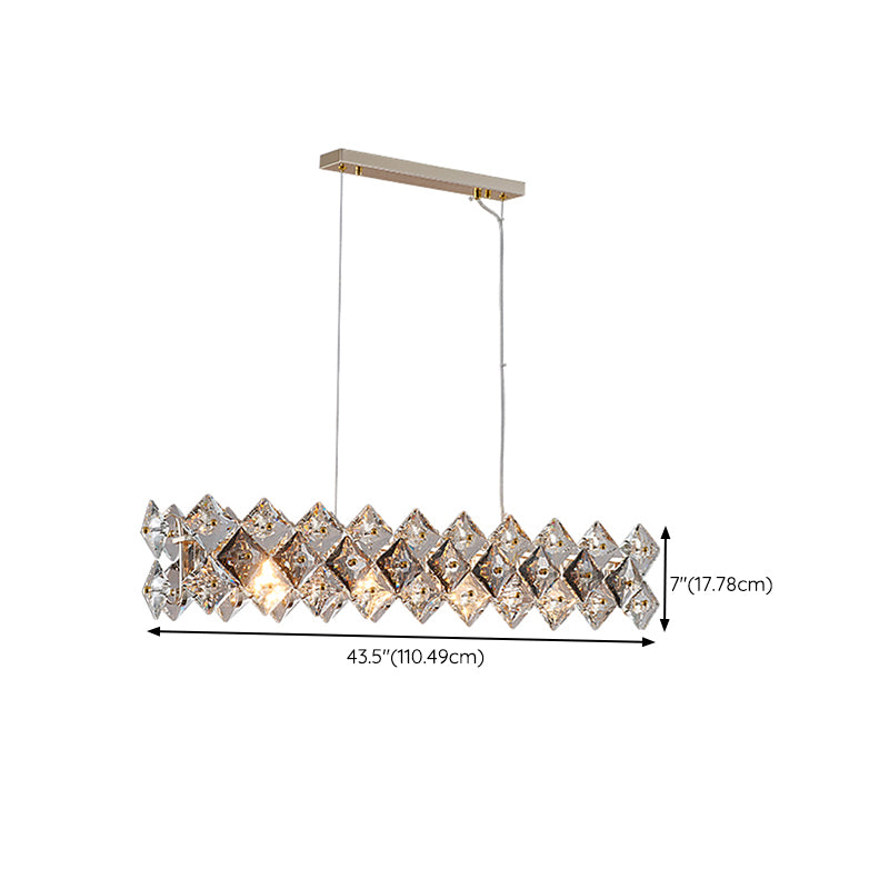 Modern 4/6-Light Golden Kitchen Island Lighting Crystal Island Pendant Lighting