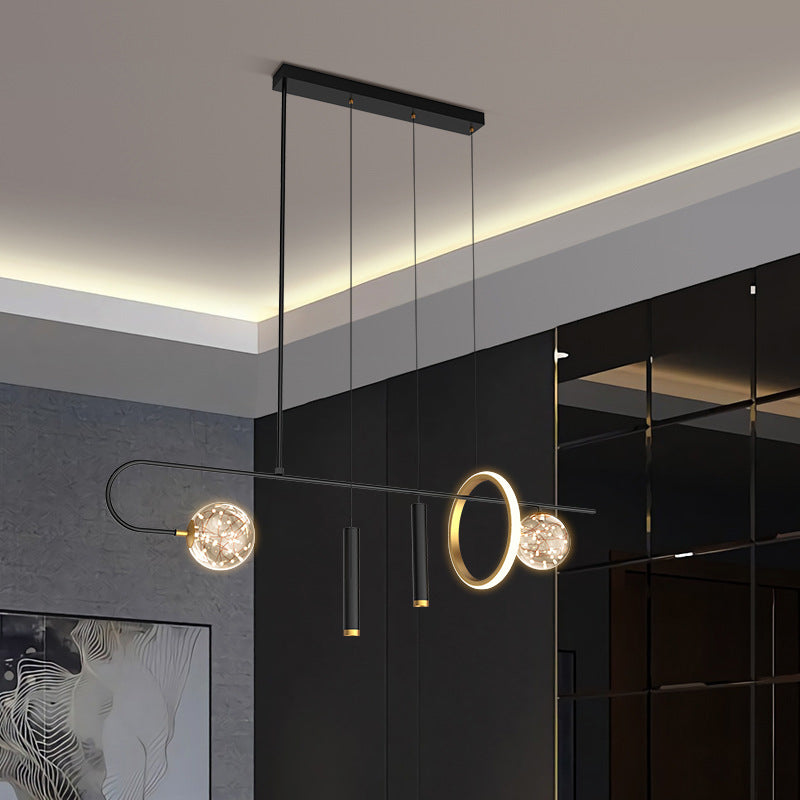 Modernism 5-Light Black Ceiling Light Metal Kitchen Island Lighting