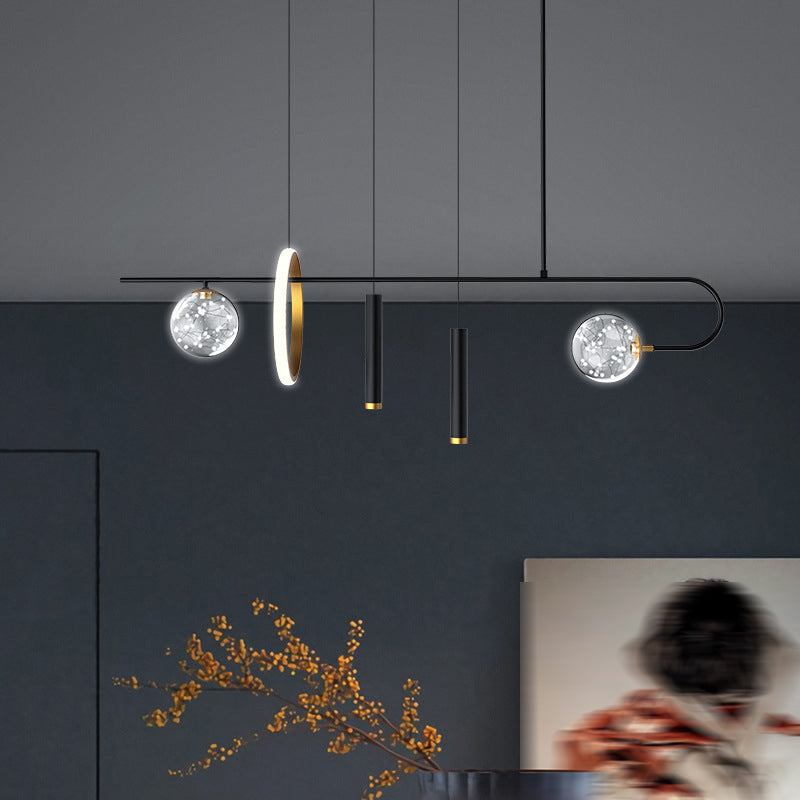 Modernism 5-Light Black Ceiling Light Metal Kitchen Island Lighting