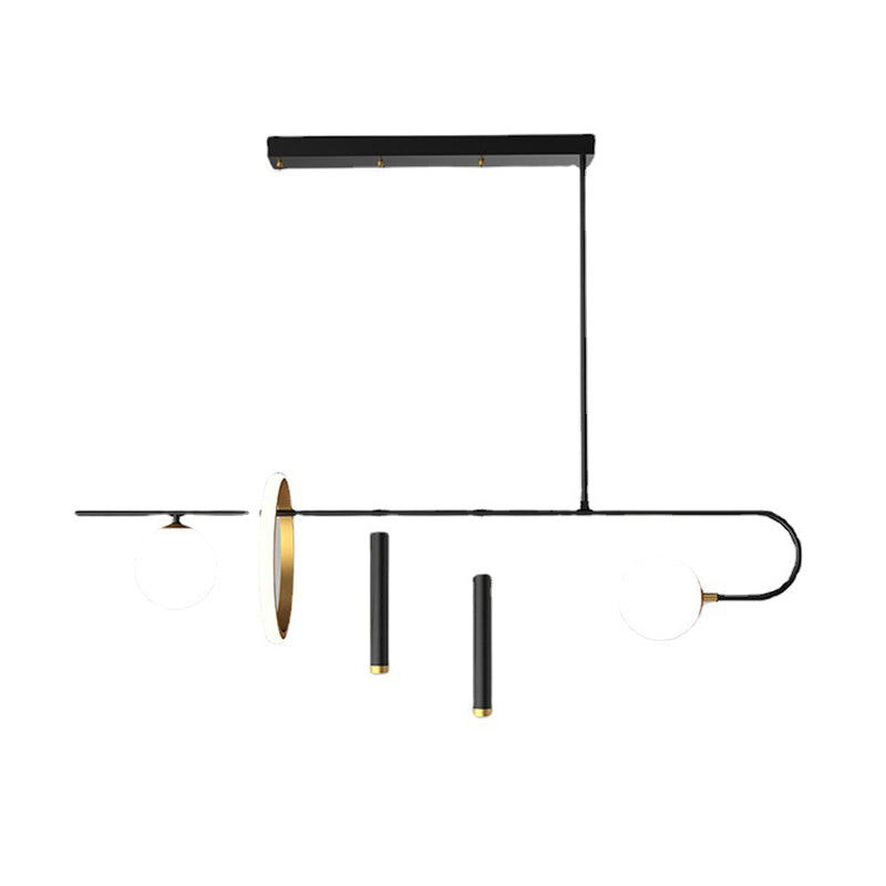 Modernism 5-Light Black Ceiling Light Metal Kitchen Island Lighting