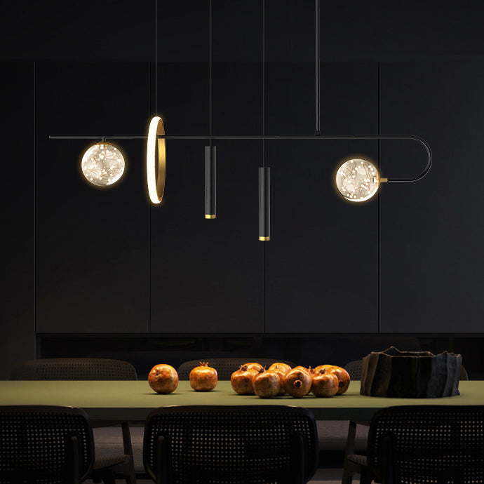 Modernism 5-Light Black Ceiling Light Metal Kitchen Island Lighting