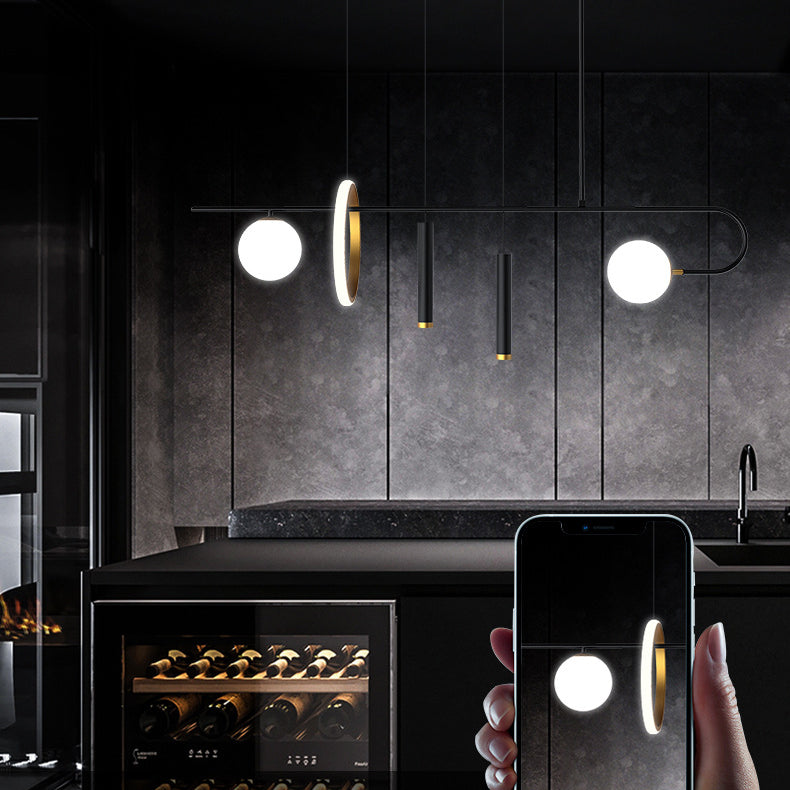 Modernism 5-Light Black Ceiling Light Metal Kitchen Island Lighting