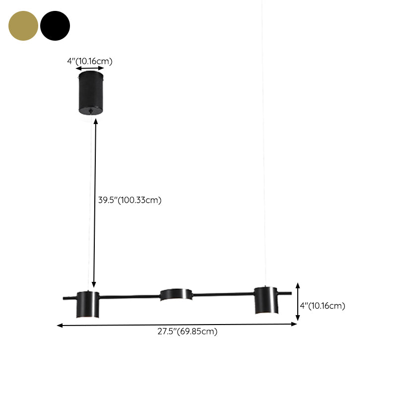 Modernism 3/5/6-Light Ceiling Light LED Kitchen Island Lighting in Golden/Black