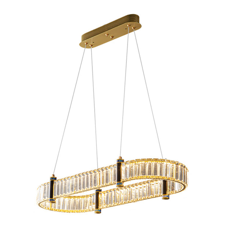 Contemporary Island Light Fixtures Oval Hanging Lamp with Crystal for Dining Room