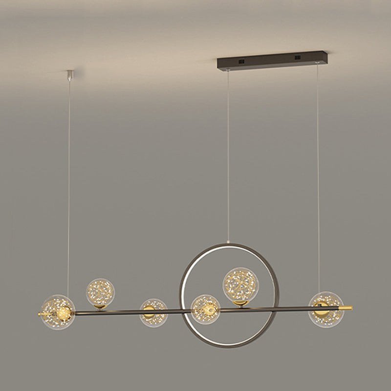 7-Light Contemporary Black/Golden Kitchen Island Lighting LED Ceiling Light for Bedroom