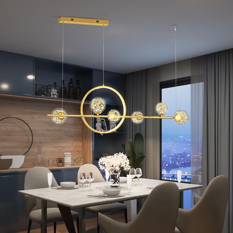 7-Light Contemporary Black/Golden Kitchen Island Lighting LED Ceiling Light for Bedroom
