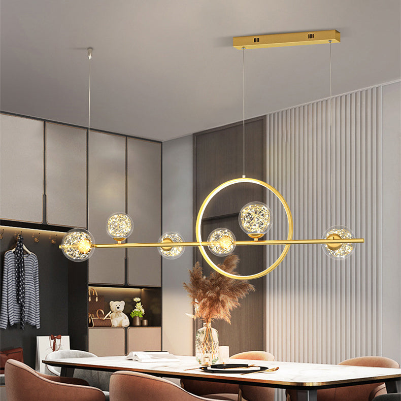 7-Light Contemporary Black/Golden Kitchen Island Lighting LED Ceiling Light for Bedroom