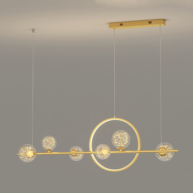 7-Light Contemporary Black/Golden Kitchen Island Lighting LED Ceiling Light for Bedroom