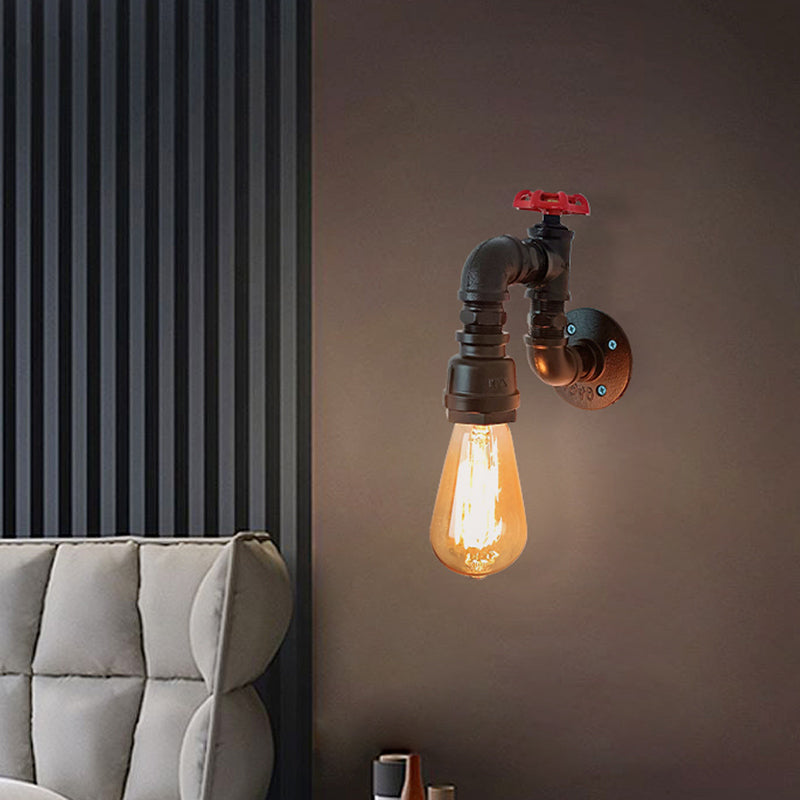 Industrial Wall Sconce Pipe Shape Wall Light with Metal Shade for Living Room