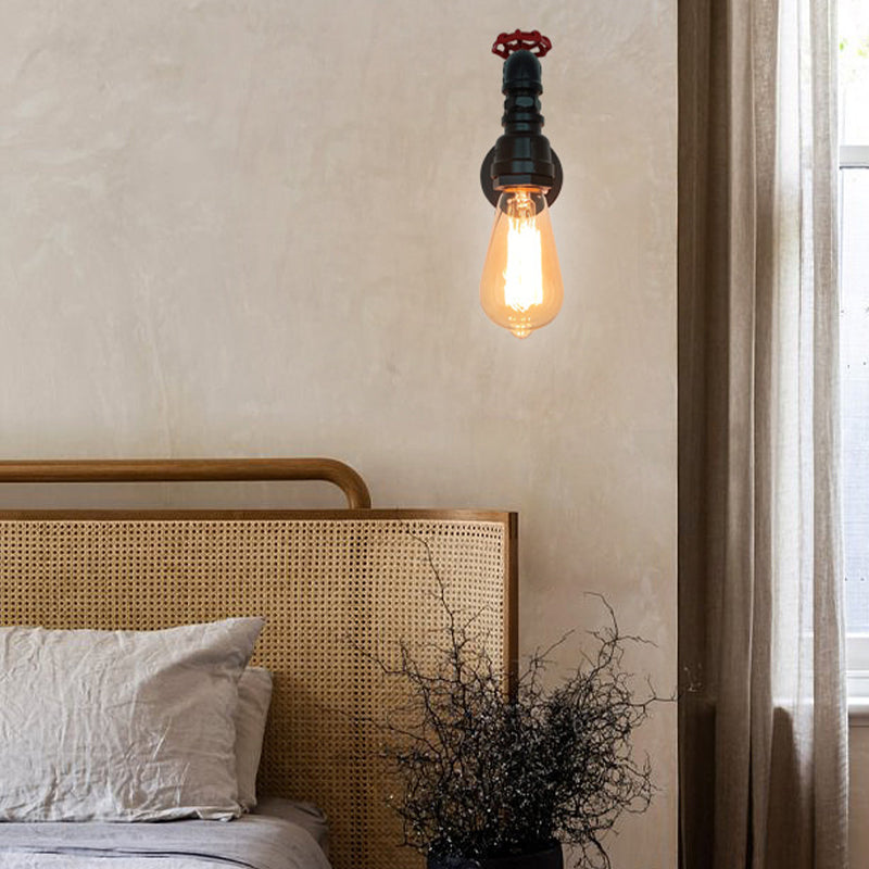 Industrial Wall Sconce Pipe Shape Wall Light with Metal Shade for Living Room