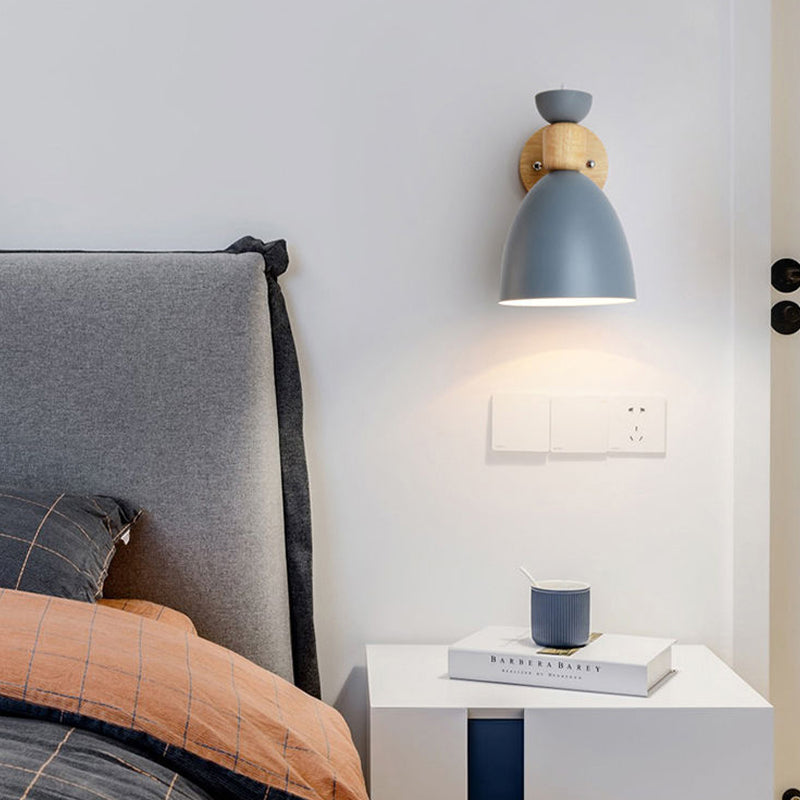 Macaron Cone Shape Wall Sconce Metal 1 Light Sconces for Bedroom