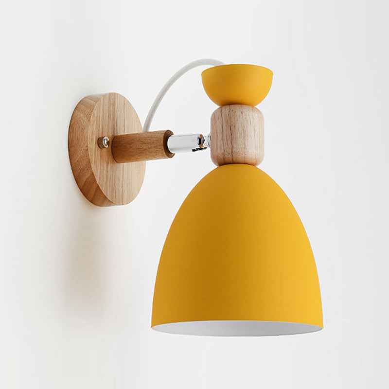 Macaron Cone Shape Wall Sconce Metal 1 Light Sconces for Bedroom