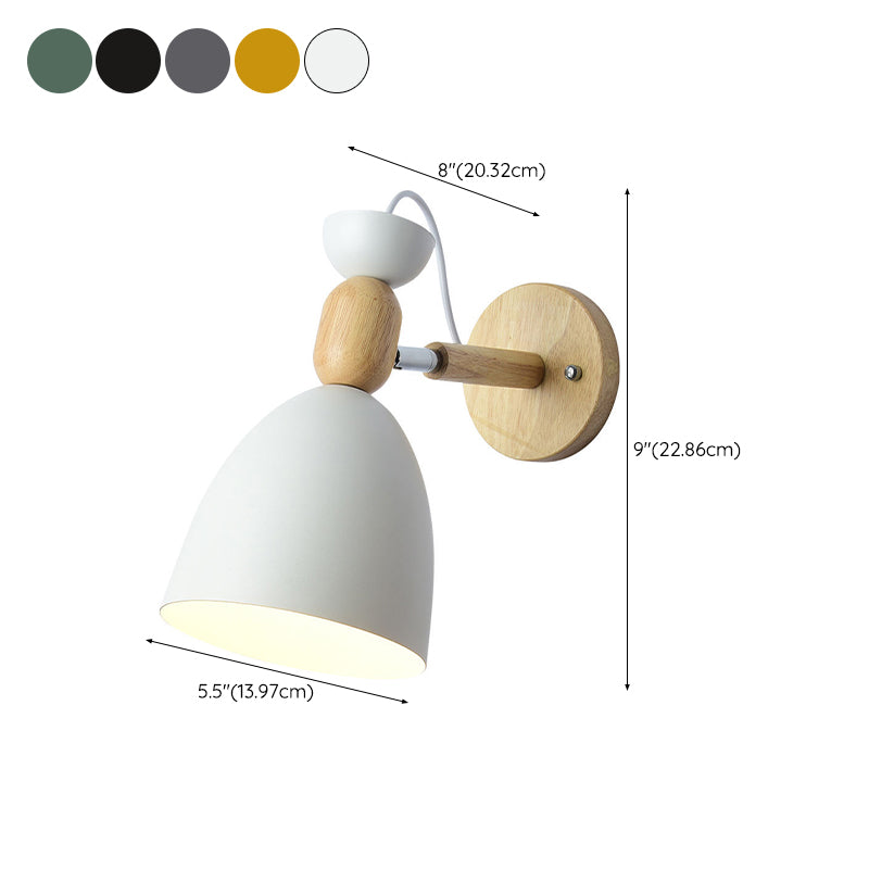 Macaron Cone Shape Wall Sconce Metal 1 Light Sconces for Bedroom