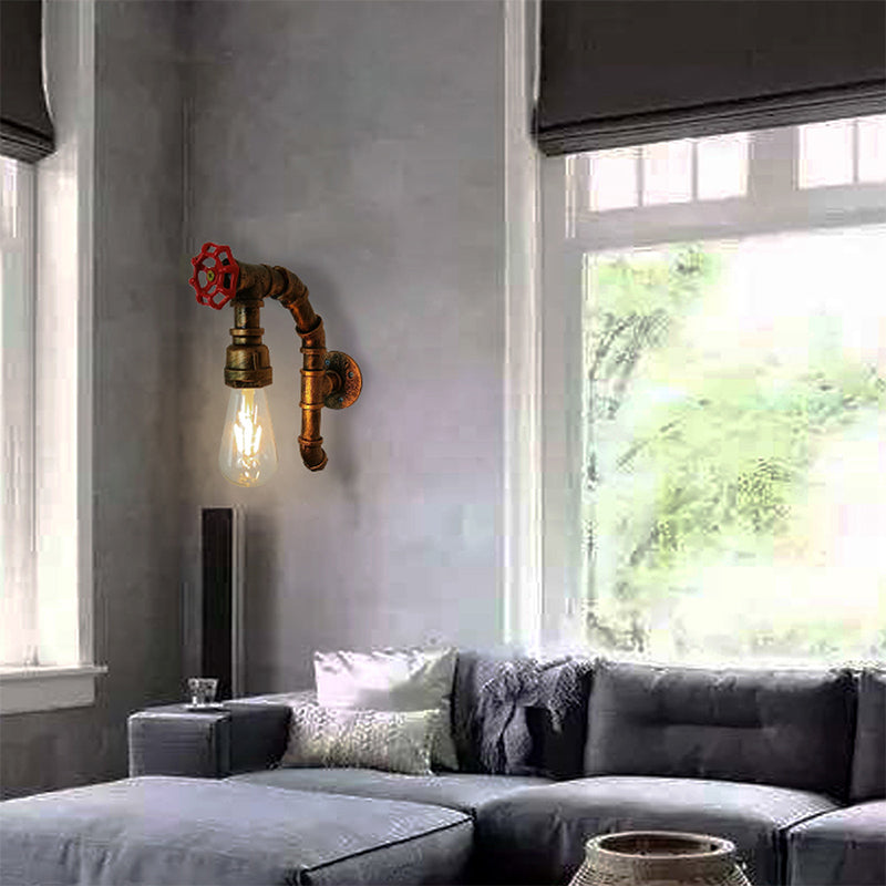 Industrial Wall Sconce Pipe Shape Wall Light with Metal Shade for Bedroom