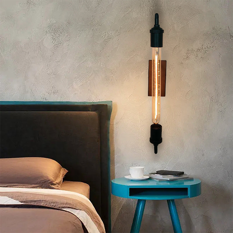 Black Wall Sconce Linear Shape Wall Light with Metal Shade for Bedroom