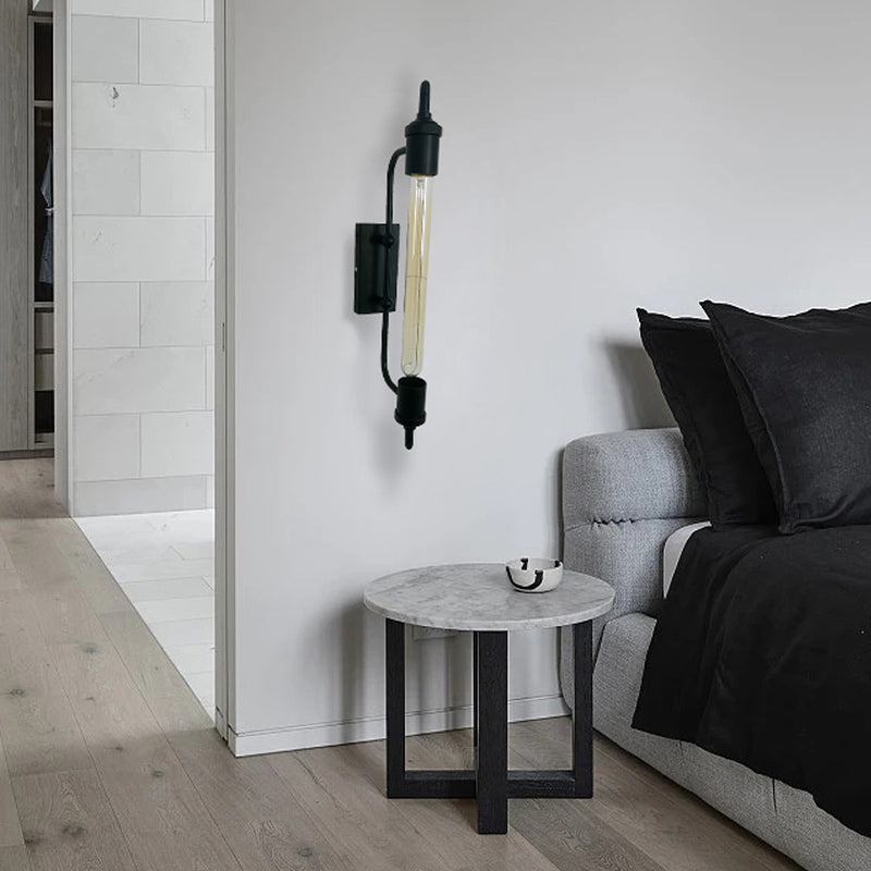 Black Wall Sconce Linear Shape Wall Light with Metal Shade for Bedroom