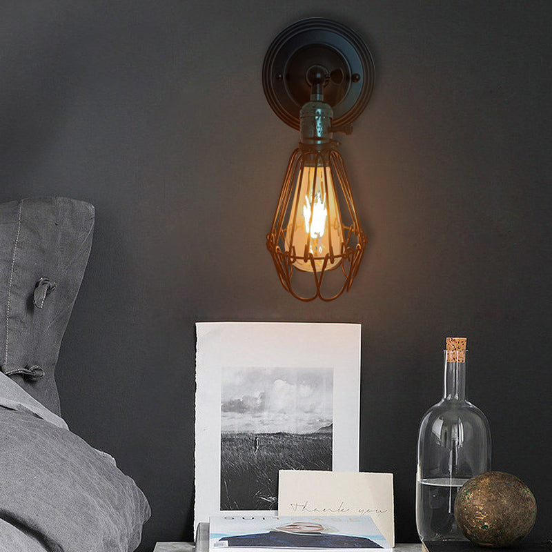 Black Wall Sconce Geometric Shape Wall Light with Metal Shade for Bedroom