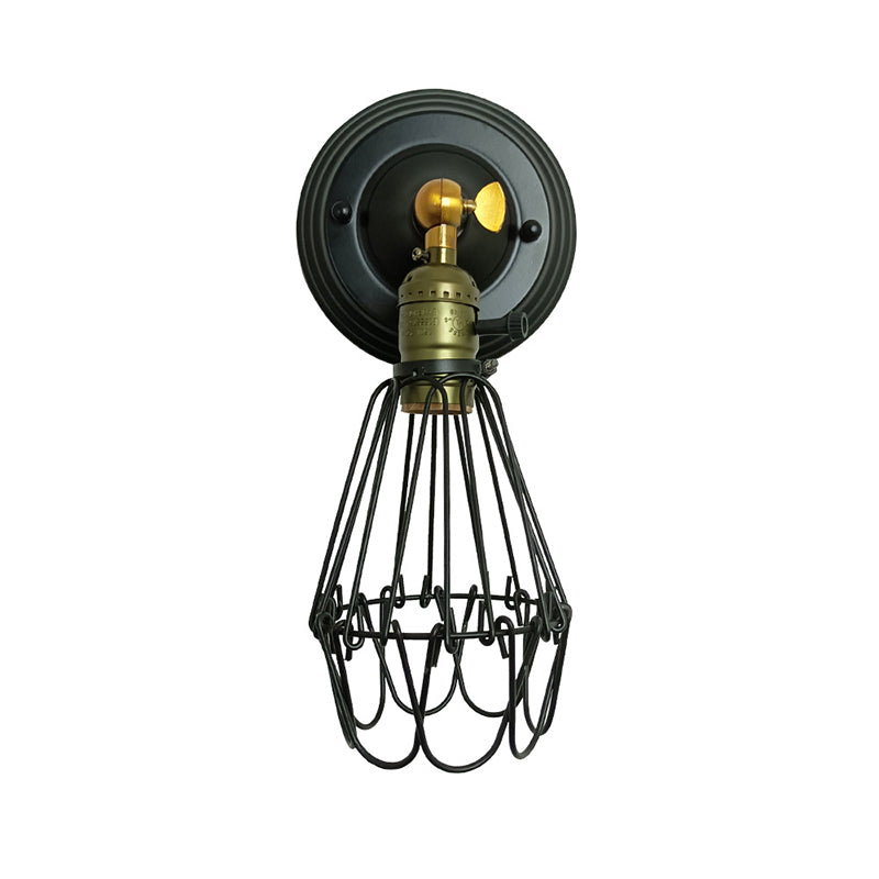 Black Wall Sconce Geometric Shape Wall Light with Metal Shade for Bedroom