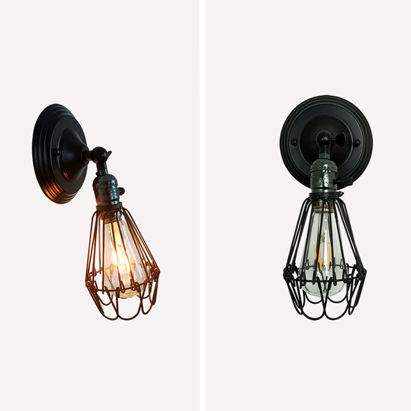 Black Wall Sconce Geometric Shape Wall Light with Metal Shade for Bedroom