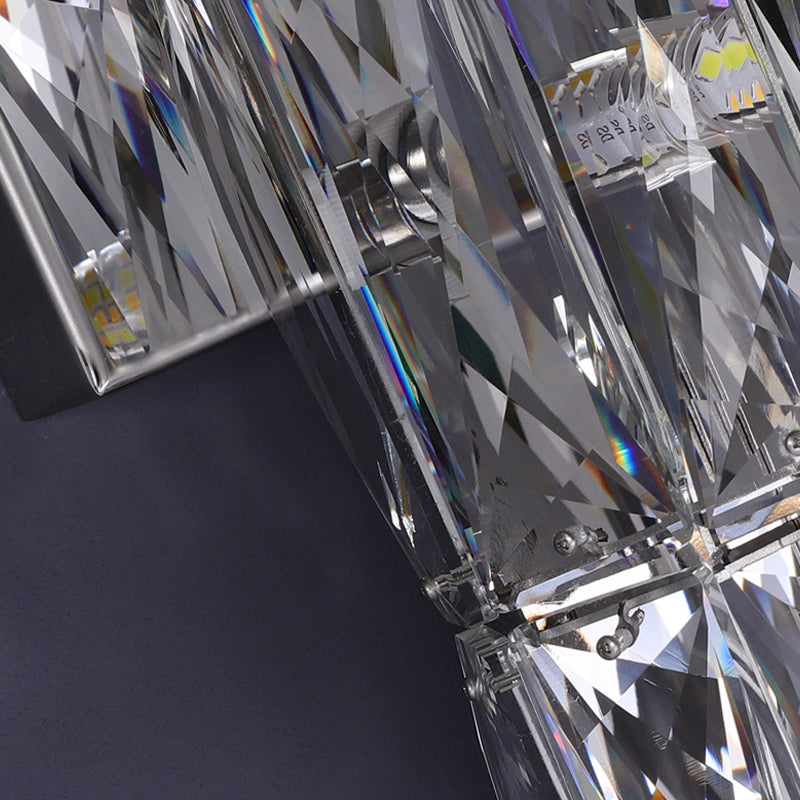 Modern Style Wall Light Cylinder Crystal Sconces in Transparent for Bedroom