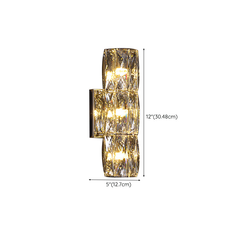 Modern Style Wall Light Cylinder Crystal Sconces in Transparent for Bedroom