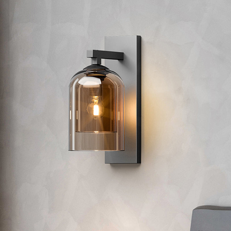 Industrial Style Cylinder Wall Light Glass 1 Light Sconces for Bedroom
