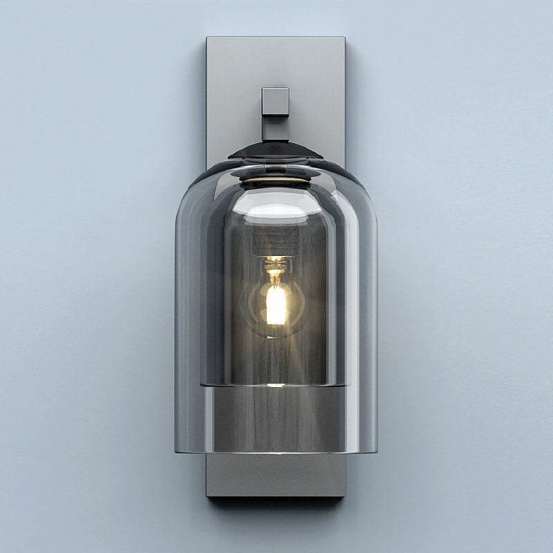 Industrial Style Cylinder Wall Light Glass 1 Light Sconces for Bedroom