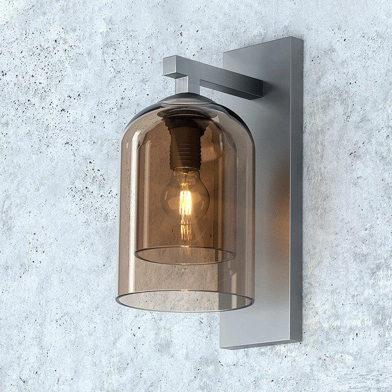 Industrial Style Cylinder Wall Light Glass 1 Light Sconces for Bedroom