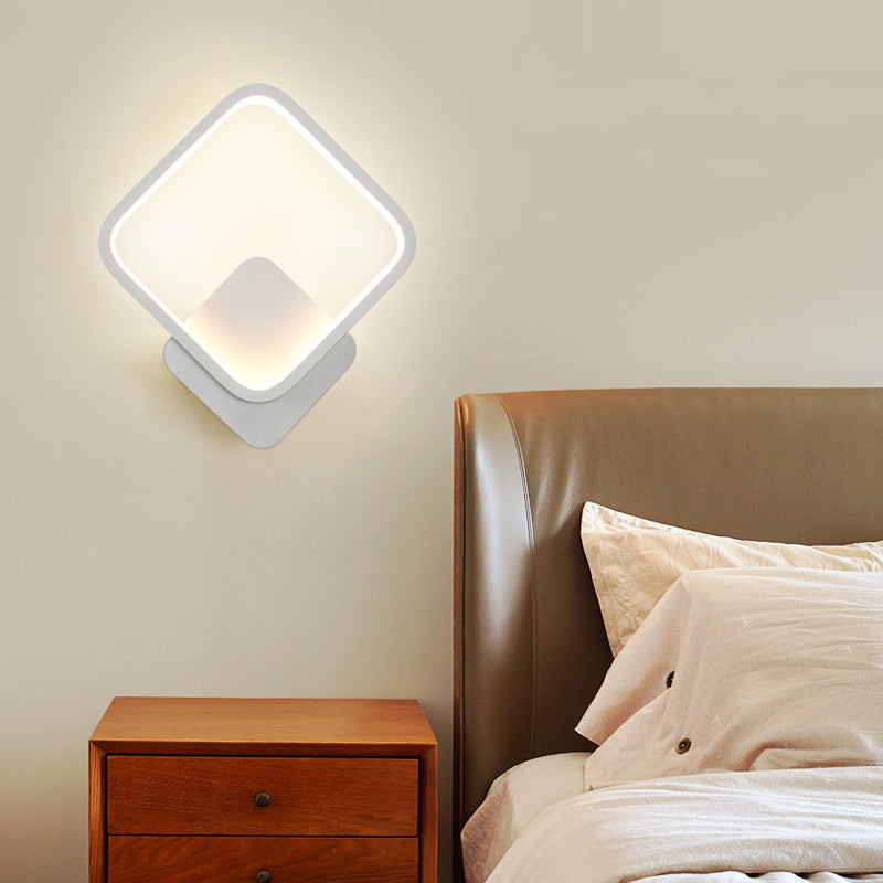 Metal Modern Wall Sconce Geometric Shape Wall Light with Acrylic Shade for Bedroom