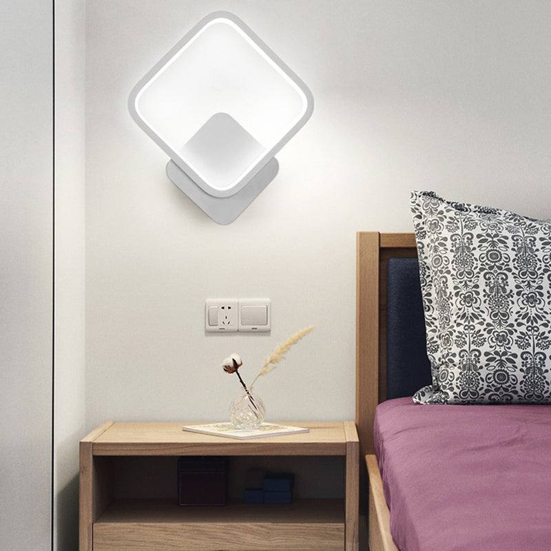 Metal Modern Wall Sconce Geometric Shape Wall Light with Acrylic Shade for Bedroom