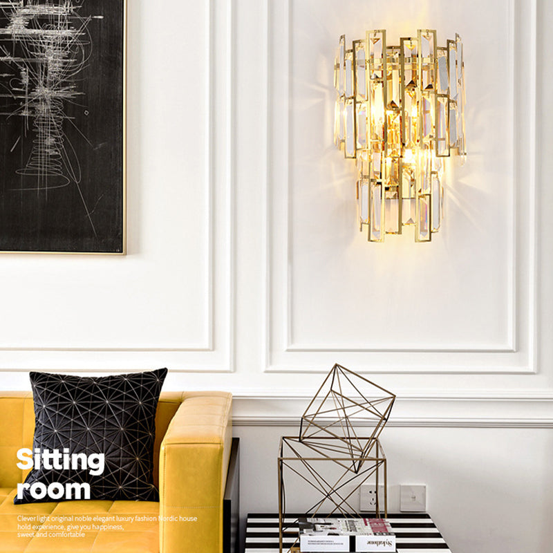 Crystal Geometric Shape Wall Sconce Modern Style 2 Lights Wall Light Fixture