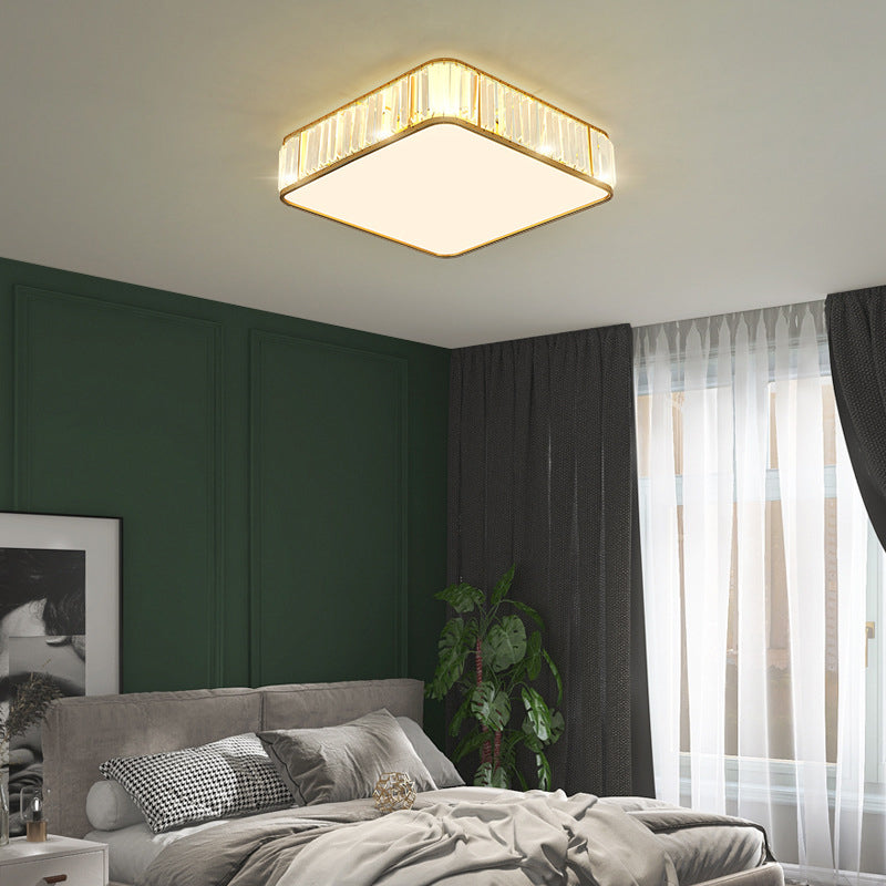 3/4-Light Golden/Black Flush Mount Lighting Crystal LED Ceiling Light for Bedroom