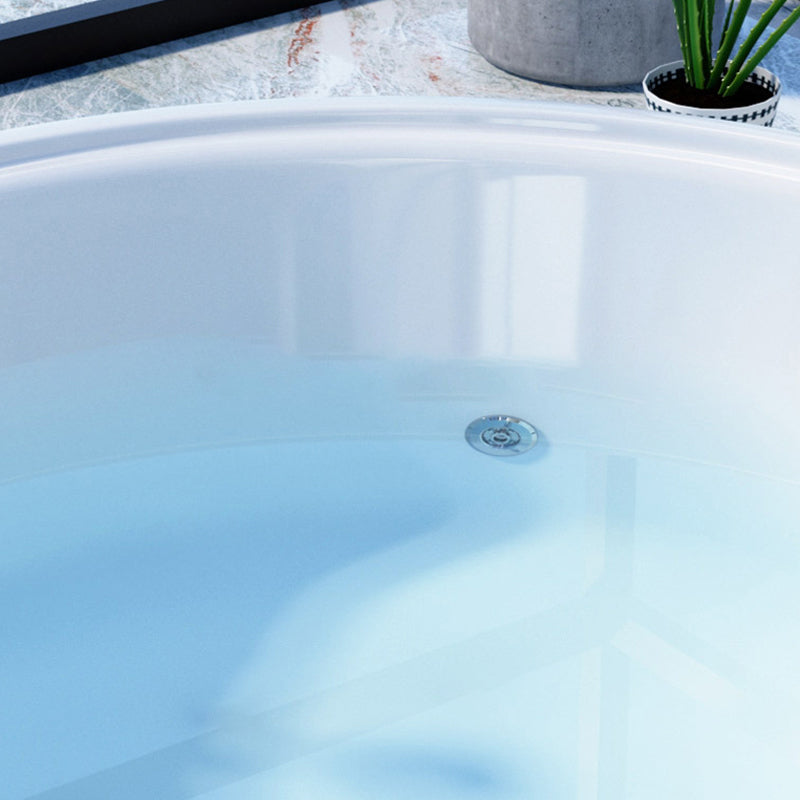 Round Freestanding Soaking Bathtub Modern Acrylic-Fiberglass White Bathtub