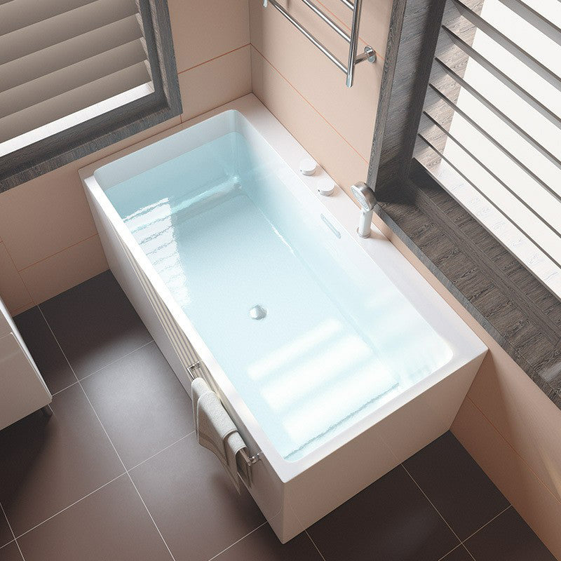 Acrylic Rectangular Back to Wall Bath Tub Freestanding Bathtub with Center Drain