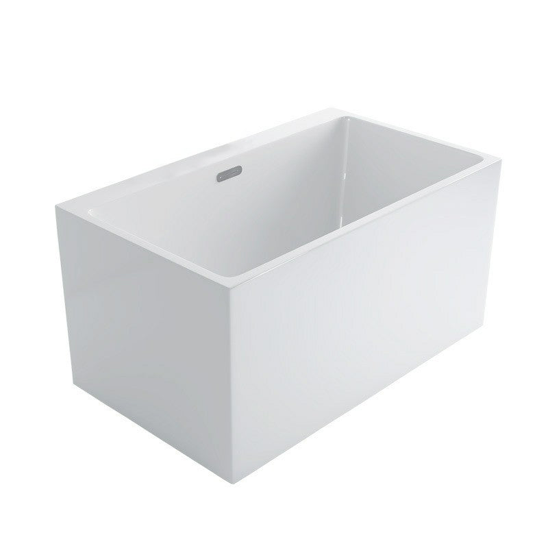 Acrylic Rectangular Back to Wall Bath Tub Freestanding Bathtub with Center Drain