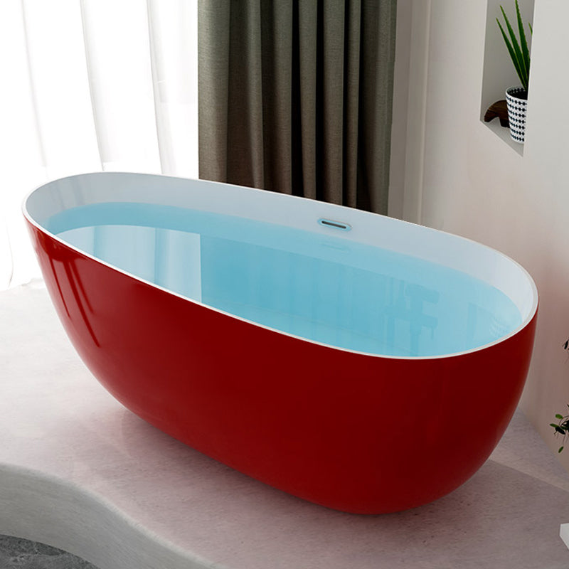 Contemporary Soaking Freestanding Bathtub Acrylic-Fiberglass Oval Bathtub