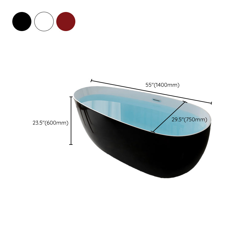 Contemporary Soaking Freestanding Bathtub Acrylic-Fiberglass Oval Bathtub