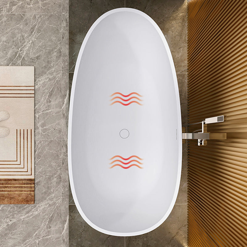 Modern Oval Tub with Drain and Overflow Trim White Soaking Bathtub for Home