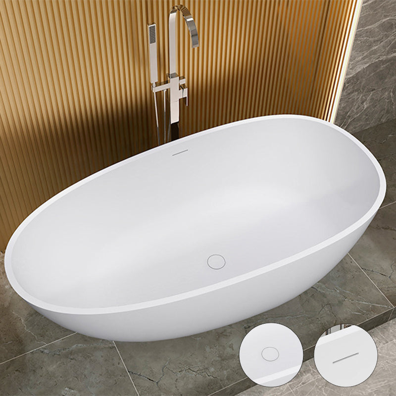 Modern Oval Tub with Drain and Overflow Trim White Soaking Bathtub for Home