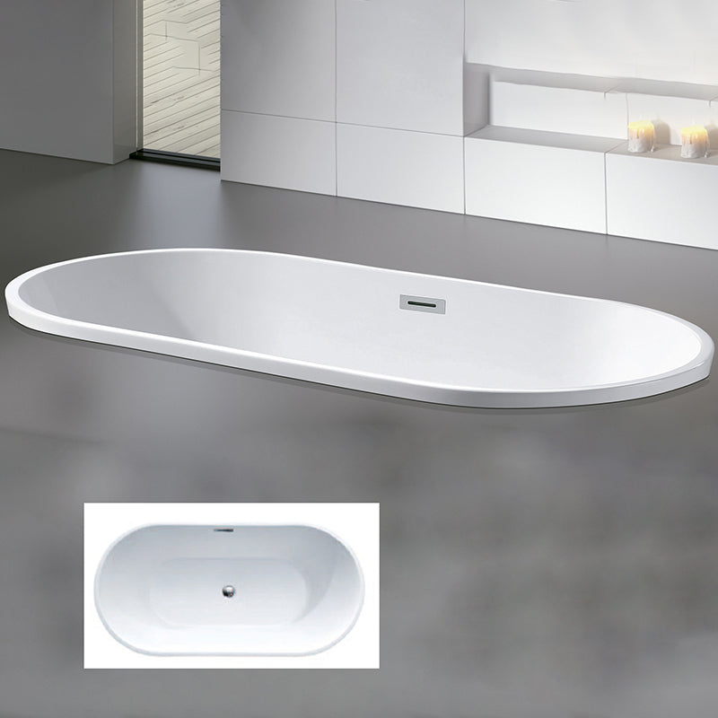 Modern Rectangular Drop-in Bath Tub White Acrylic Tub with Internal Drain