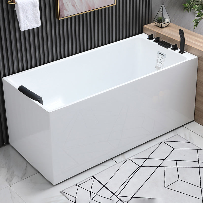 Acrylic Soaking Tub with Left Drain in White Rectangle Freestanding Bathtub