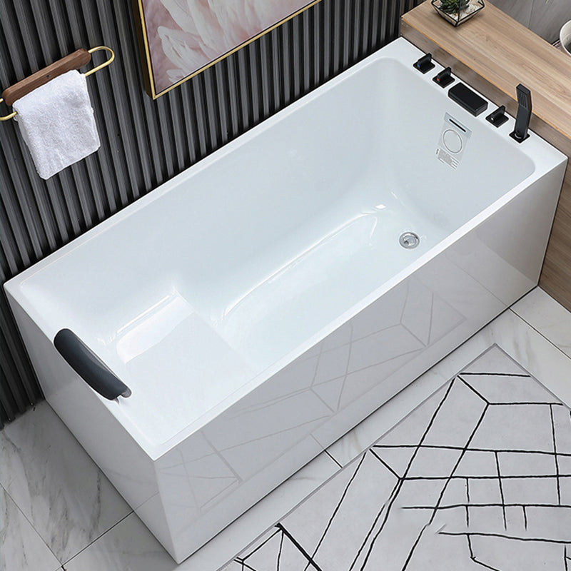 Acrylic Soaking Tub with Left Drain in White Rectangle Freestanding Bathtub