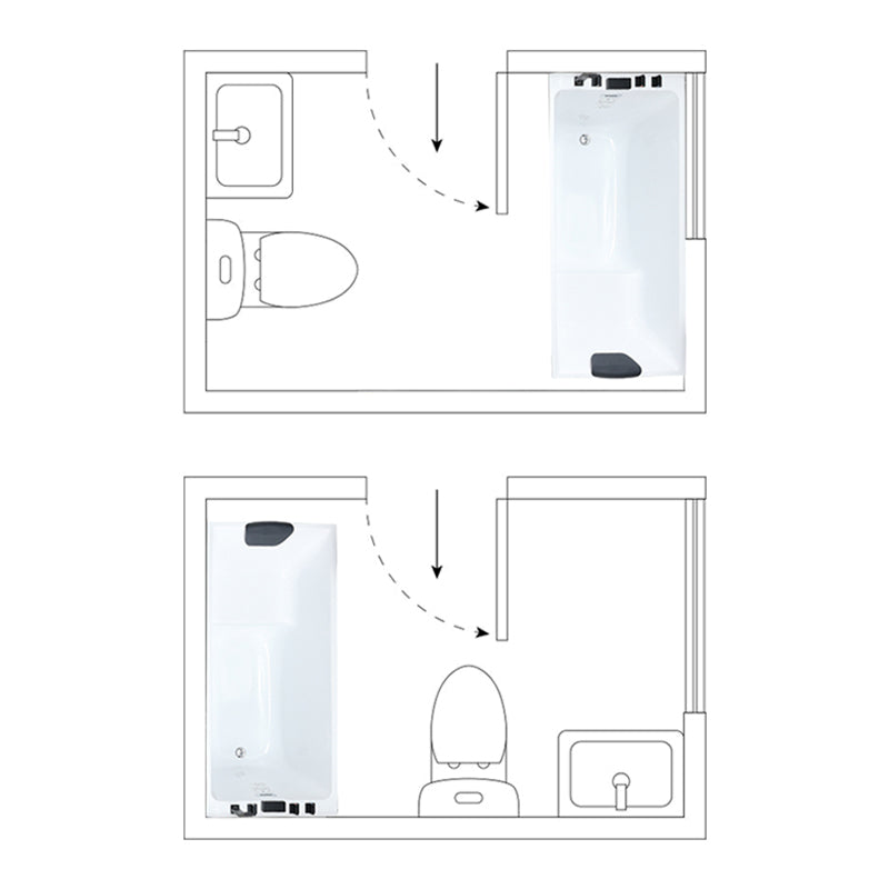 Acrylic Soaking Tub with Left Drain in White Rectangle Freestanding Bathtub