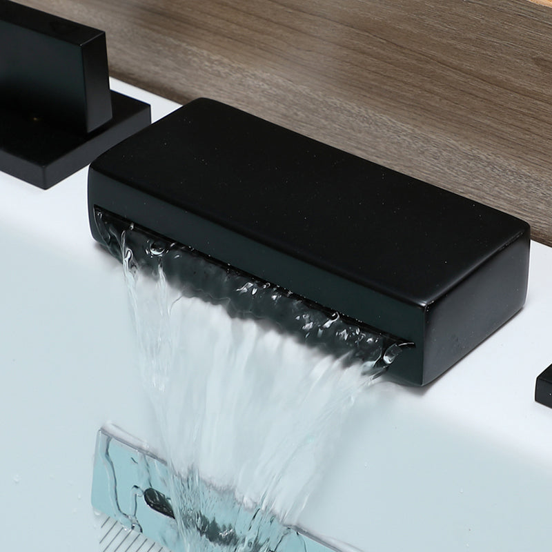 Acrylic Soaking Tub with Left Drain in White Rectangle Freestanding Bathtub