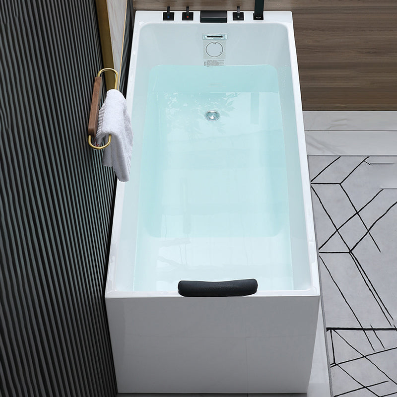 Acrylic Soaking Tub with Left Drain in White Rectangle Freestanding Bathtub
