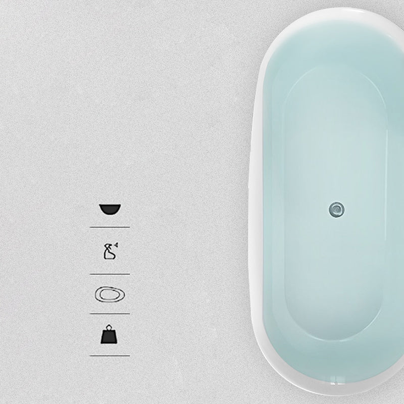 Bathroom Acrylic Oval Bathtub Soaking Tubs without Base in White