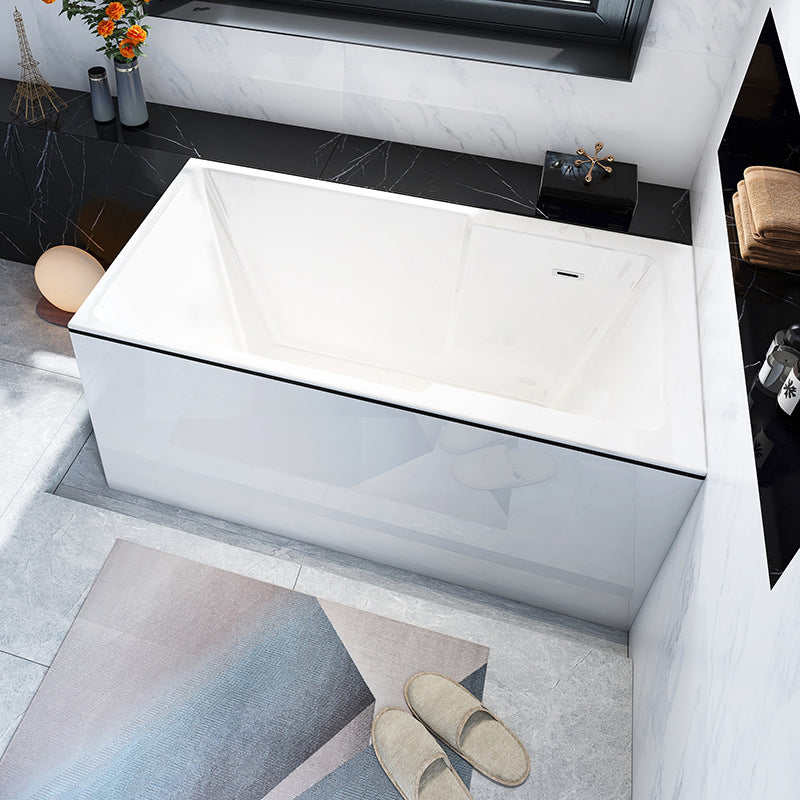 Freestanding Acrylic Bathtub Modern Stand Alone Soaking Tub with Slotted Overflow Drain
