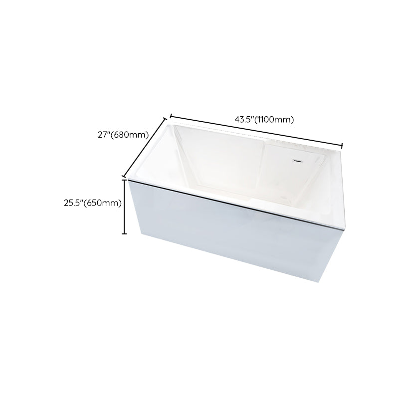 Freestanding Acrylic Bathtub Modern Stand Alone Soaking Tub with Slotted Overflow Drain